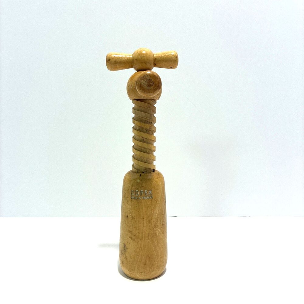 Vintage Barware Copex Wooden Double Turn Corkscrew Made in France Mid 1940s